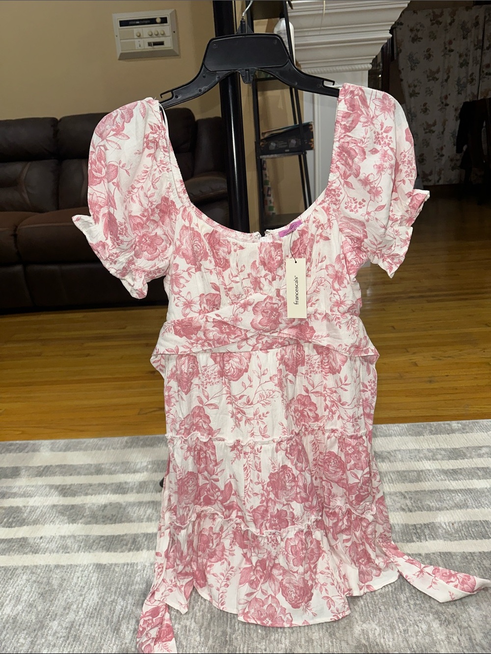 Pink Floral Tiered Summer Dress